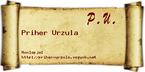 Priher Urzula névjegykártya